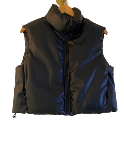 Black Faux Leather Vest