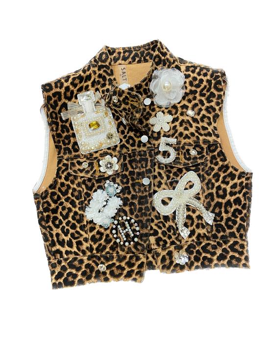 Animal Print Denim Vest